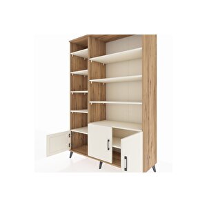 Hyperion Gardrop 10 Raflı 3 Kapaklı 132x44x195 Çam-aytaşı