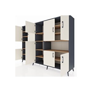 Hyperion Dolap 14 Raflı 10 Kapaklı 220x44x163 Antrasit-aytaşı/çam