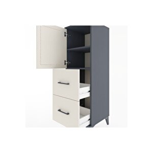 Hyperion Dolap 2 Raflı 2 Çekmeceli Tek Kapaklı 44x44x134 Antrasit-aytaşı