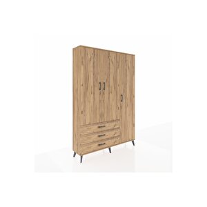 Arges Gardrop 6 Raflı 3 Çekmeceli Tek Askılı 132x30x195 Çam-çam