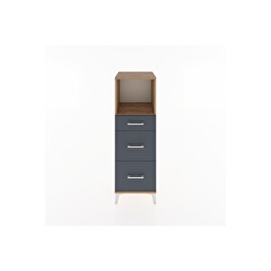 Hyperion Dolap Tek Raflı 3 Çekmeceli 44x44x134 Çam-antrasit