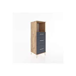 Hyperion Dolap Tek Raflı 3 Çekmeceli 44x44x134 Çam-antrasit