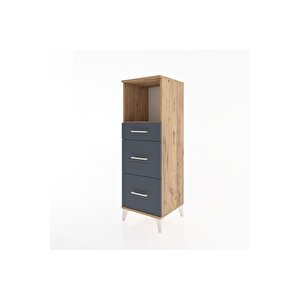 Hyperion Dolap Tek Raflı 3 Çekmeceli 44x44x134 Çam-antrasit