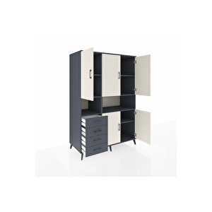 Kronos Dolap 7 Raflı 4 Çekmeceli 5 Kapaklı 132x59x195 Antrasit-aytaşı/antrasit