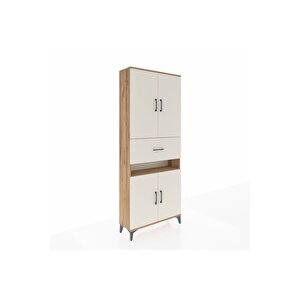 Arges Dolap 5 Raflı Tek Çekmeceli 4 Kapaklı 88x30x221 Çam-aytaşı
