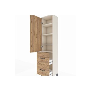 Arges Dolap 4 Raflı 2 Çekmeceli Tek Kapaklı 44x30x182 Aytaşı-çam
