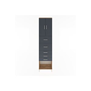 Arges Dolap 3 Raflı 5 Çekmeceli 2 Kapaklı 60x30x243 Çam-antrasit