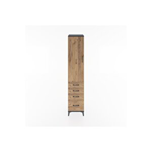 Hyperion Dolap 3 Raflı 4 Çekmeceli Tek Kapaklı 44x44x221 Antrasit-çam