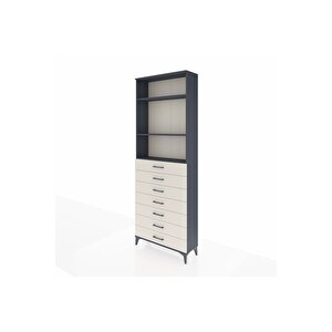 Arges Dolap 3 Raflı 7 Çekmeceli 88x30x243 Antrasit-aytaşı