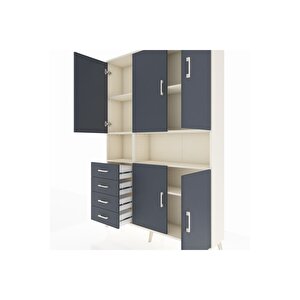 Arges Gardrop 7 Raflı 4 Çekmeceli 5 Kapaklı 132x30x195 Aytaşı-antrasit