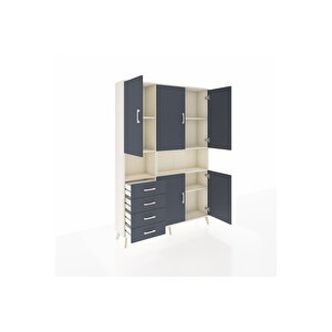 Arges Gardrop 7 Raflı 4 Çekmeceli 5 Kapaklı 132x30x195 Aytaşı-antrasit