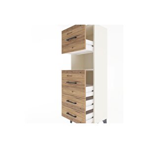 Arges Dolap Tek Raflı 4 Çekmeceli 44x30x134 Aytaşı-çam