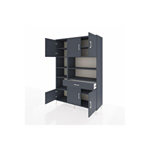 Hyperion Gardrop 10 Raflı Tek Çekmeceli 6 Kapaklı 132x44x195 Antrasit-antrasit