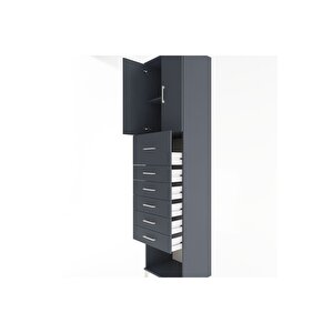 Hyperion Dolap 2 Raflı 6 Çekmeceli 2 Kapaklı 60x44x243 Antrasit-antrasit