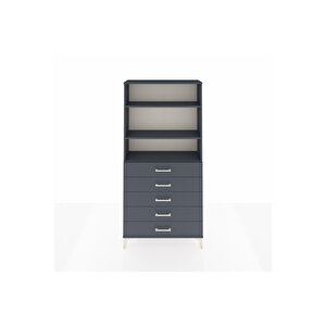 Arges Dolap 3 Raflı 5 Çekmeceli 88x30x182 Antrasit-antrasit