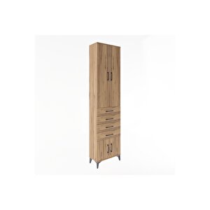 Arges Dolap 3 Raflı 4 Çekmeceli 4 Kapaklı 60x30x243 Çam-çam