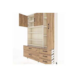 Arges Gardrop 9 Raflı 5 Çekmeceli 3 Kapaklı 132x30x195 Aytaşı-çam