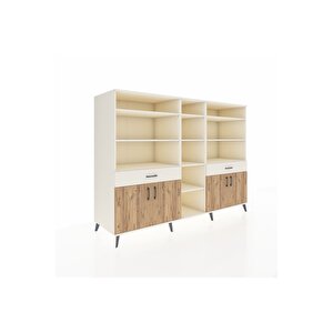 Kronos Dolap 12 Raflı 2 Çekmeceli 4 Kapaklı 220x59x163 Aytaşı-çam/aytaşı
