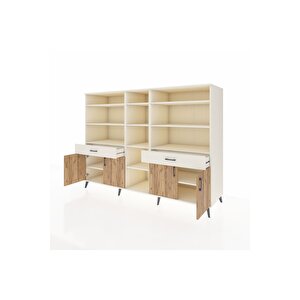 Kronos Dolap 12 Raflı 2 Çekmeceli 4 Kapaklı 220x59x163 Aytaşı-çam/aytaşı