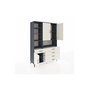 Hyperion Gardrop 8 Raflı 5 Çekmeceli 3 Kapaklı 132x44x195 Antrasit-aytaşı