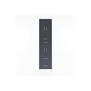 Hyperion Dolap 3 Raflı 4 Çekmeceli 4 Kapaklı 60x44x243 Antrasit-antrasit
