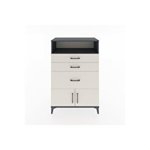 Hyperion Dolap Tek Raflı 3 Çekmeceli 2 Kapaklı 88x44x134 Antrasit-aytaşı