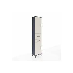 Arges Dolap 4 Raflı 2 Çekmeceli 2 Kapaklı 44x30x221 Antrasit-aytaşı