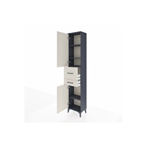 Arges Dolap 4 Raflı 2 Çekmeceli 2 Kapaklı 44x30x221 Antrasit-aytaşı