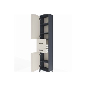 Arges Dolap 4 Raflı 2 Çekmeceli 2 Kapaklı 44x30x221 Antrasit-aytaşı