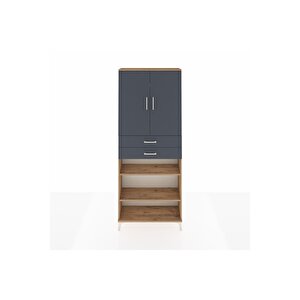 Arges Dolap 5 Raflı 2 Çekmeceli 2 Kapaklı 88x30x221 Çam-antrasit