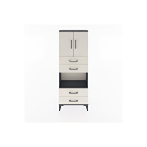 Arges Dolap 3 Raflı 4 Çekmeceli 2 Kapaklı 60x30x163 Antrasit-aytaşı