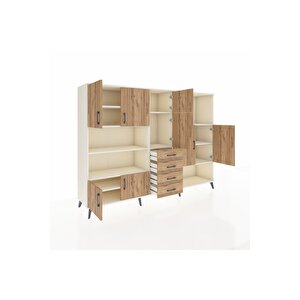 Hyperion Dolap 10 Raflı 4 Çekmeceli 8 Kapaklı 220x44x163 Aytaşı-çam