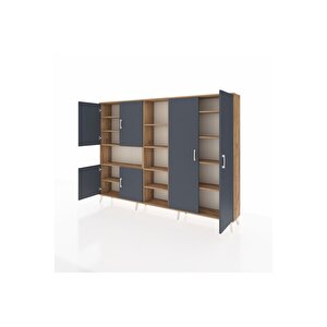 Arges Dolap 13 Raflı 6 Kapaklı 220x30x163 Çam-antrasit/çam