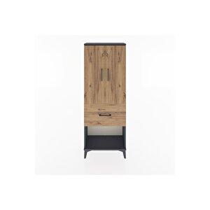 Arges Dolap 3 Raflı Tek Çekmeceli 2 Kapaklı 60x30x163 Antrasit-çam