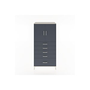 Hyperion Dolap Tek Raflı 5 Çekmeceli 2 Kapaklı 88x44x182 Aytaşı-antrasit