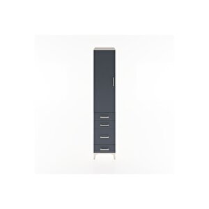 Hyperion Dolap 2 Raflı 4 Çekmeceli Tek Askılı 44x44x221 Aytaşı-antrasit
