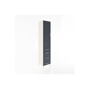 Hyperion Dolap 2 Raflı 4 Çekmeceli Tek Askılı 44x44x221 Aytaşı-antrasit