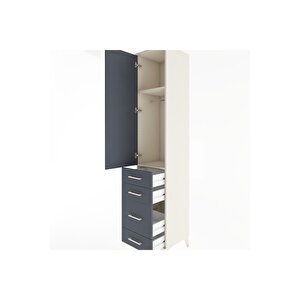 Hyperion Dolap 2 Raflı 4 Çekmeceli Tek Askılı 44x44x221 Aytaşı-antrasit