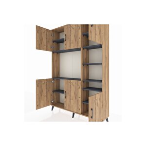 Arges Dolap 10 Raflı 6 Kapaklı 132x30x195 Çam-çam/antrasit