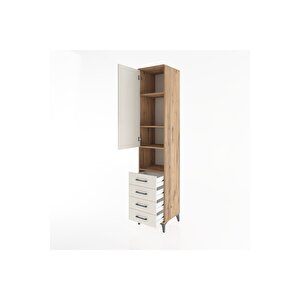 Hyperion Dolap 4 Raflı 4 Çekmeceli Tek Kapaklı 44x44x221 Çam-aytaşı