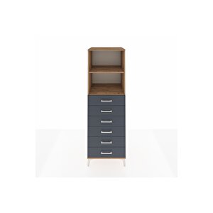 Kronos Dolap 2 Raflı 6 Çekmeceli 60x59x182 Çam-antrasit