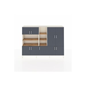 Arges Dolap 14 Raflı 9 Kapaklı 220x30x163 Aytaşı-antrasit/çam