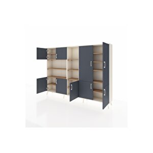 Arges Dolap 14 Raflı 9 Kapaklı 220x30x163 Aytaşı-antrasit/çam