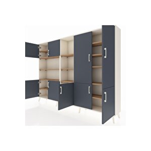 Arges Dolap 14 Raflı 9 Kapaklı 220x30x163 Aytaşı-antrasit/çam