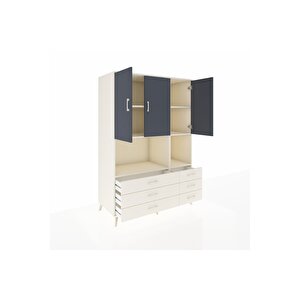 Kronos Dolap 6 Raflı 6 Çekmeceli 3 Kapaklı 132x59x195 Aytaşı-antrasit/aytaşı