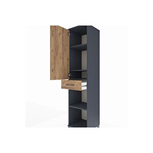 Hyperion Dolap 4 Raflı Tek Çekmeceli Tek Kapaklı 44x44x195 Antrasit-çam