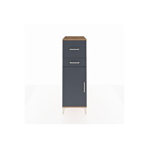 Kronos Dolap Tek Raflı 2 Çekmeceli Tek Kapaklı 44x59x134 Çam-antrasit