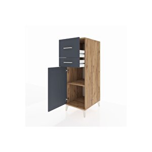 Kronos Dolap Tek Raflı 2 Çekmeceli Tek Kapaklı 44x59x134 Çam-antrasit