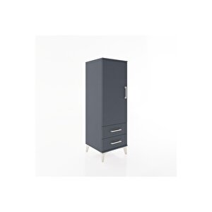 Hyperion Dolap Tek Raflı 2 Çekmeceli Tek Askılı 44x44x134 Antrasit-antrasit