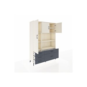 Hyperion Dolap 7 Raflı 5 Çekmeceli 3 Kapaklı 132x44x195 Aytaşı-aytaşı/antrasit